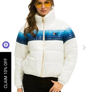 5 stripe luxe apres puffer Aviator puffer